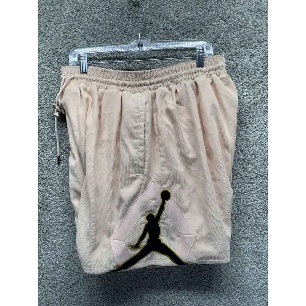 Jordan Jumpman Corduroy Basketball Shorts Size XXL Pink Draw-String Stretch RARE